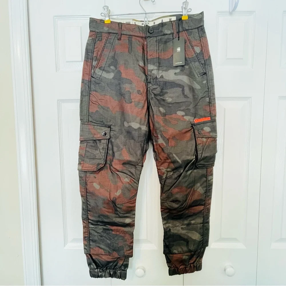 NWT G-Star E Boyfriend Mid Cargo Pants - Silkscreen Ripstop Print - Picture 1 of 16